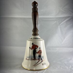 Vintage Norman Rockwell Ski Skills Christmas Bell - ©1981 Gorham Fine China